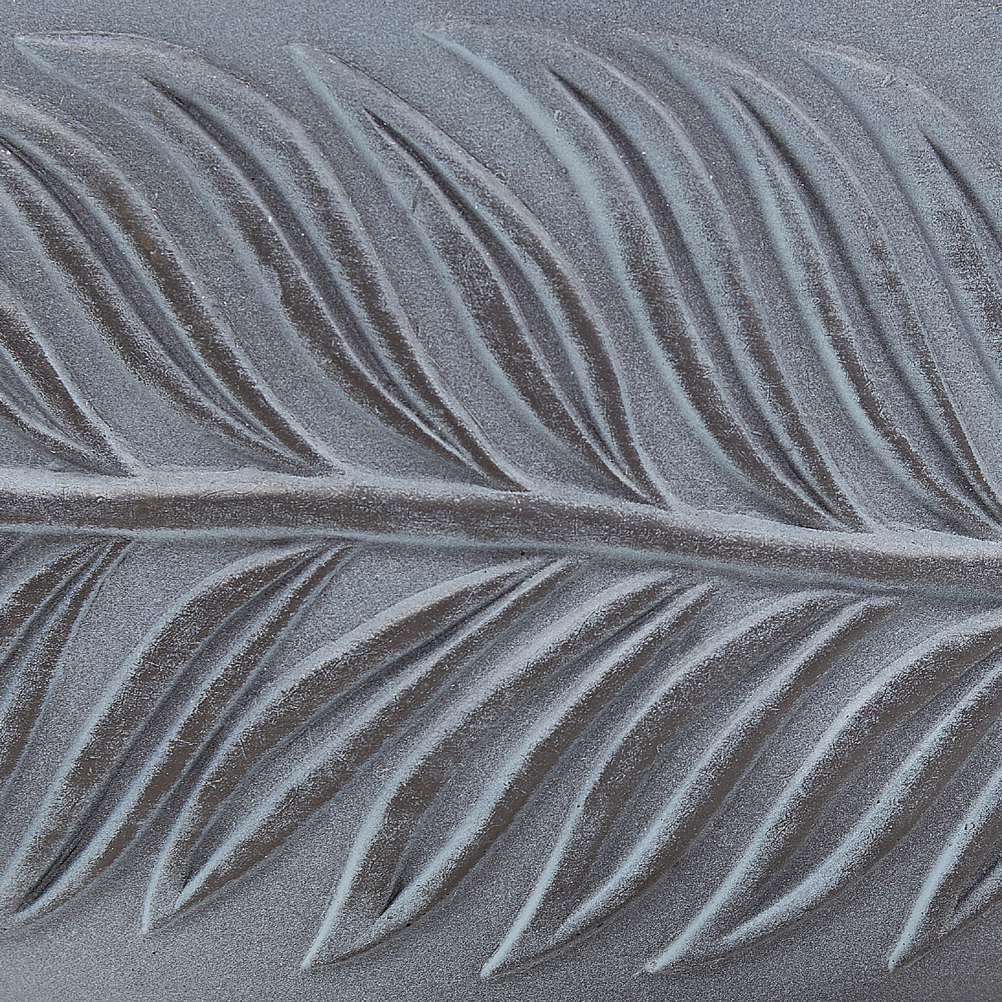 Outdoor Plant Pot Clay Fibre Grey 25 x 25 x 14cm Round Leaf Motif