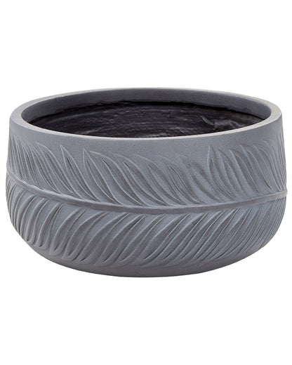 35cm Clay Fibre Grey Leaf Motif Outdoor Plant Pot UV