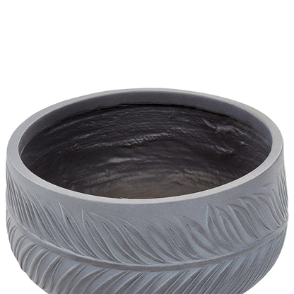 35cm Clay Fibre Grey Leaf Motif Outdoor Plant Pot UV