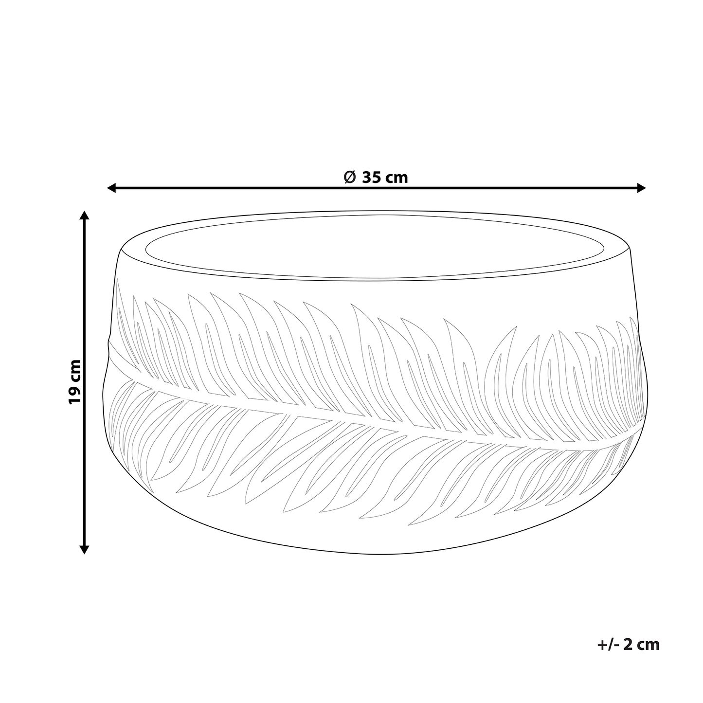35cm Clay Fibre Grey Leaf Motif Outdoor Plant Pot UV
