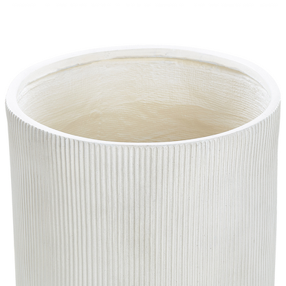 White Clay Fibre Outdoor Plant Pot 55cm Ribbed Planter