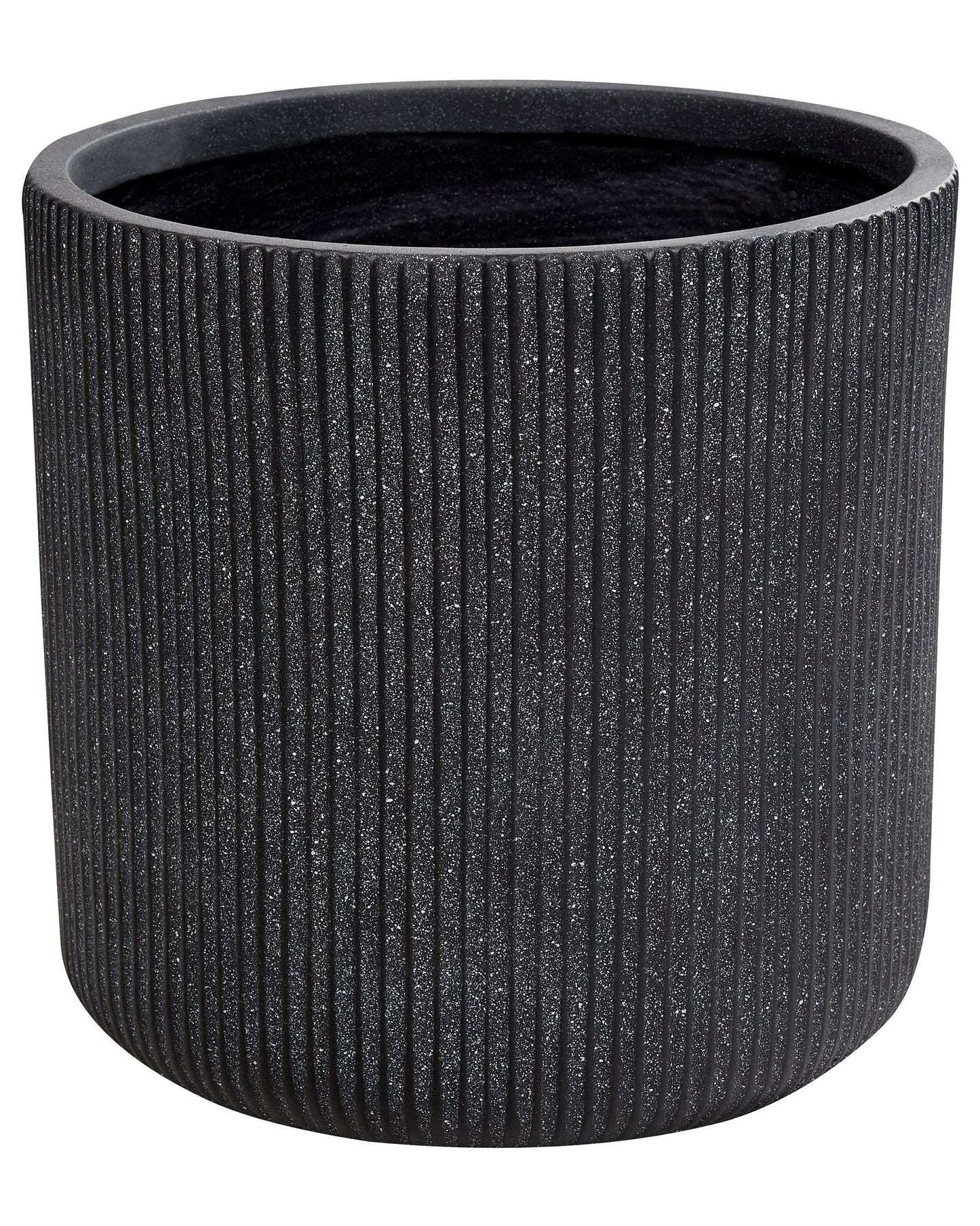Graphite Grey Pot 37cm Ribbed Clay Fibre UV Resistant
