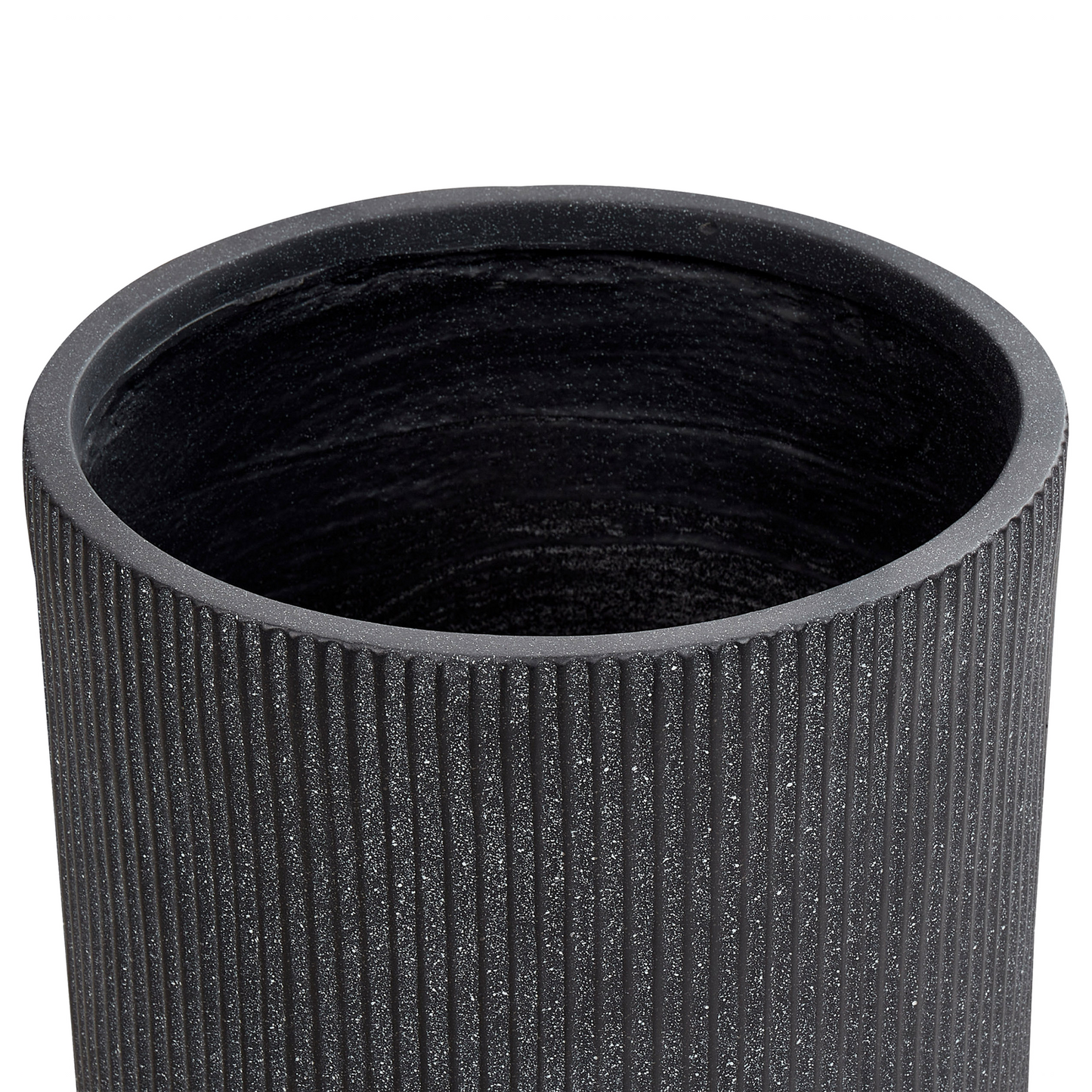 Graphite Grey Pot 37cm Ribbed Clay Fibre UV Resistant