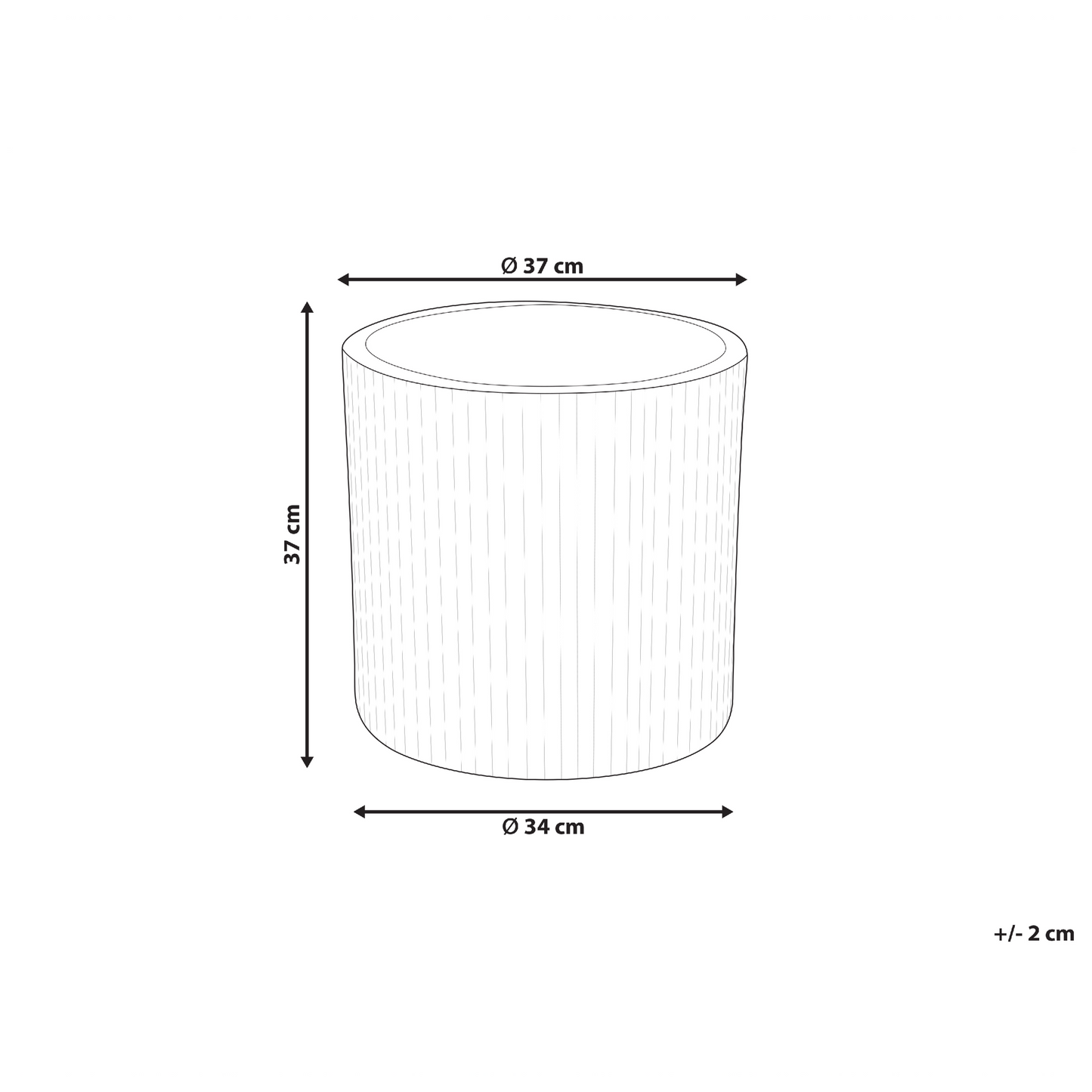 Graphite Grey Pot 37cm Ribbed Clay Fibre UV Resistant
