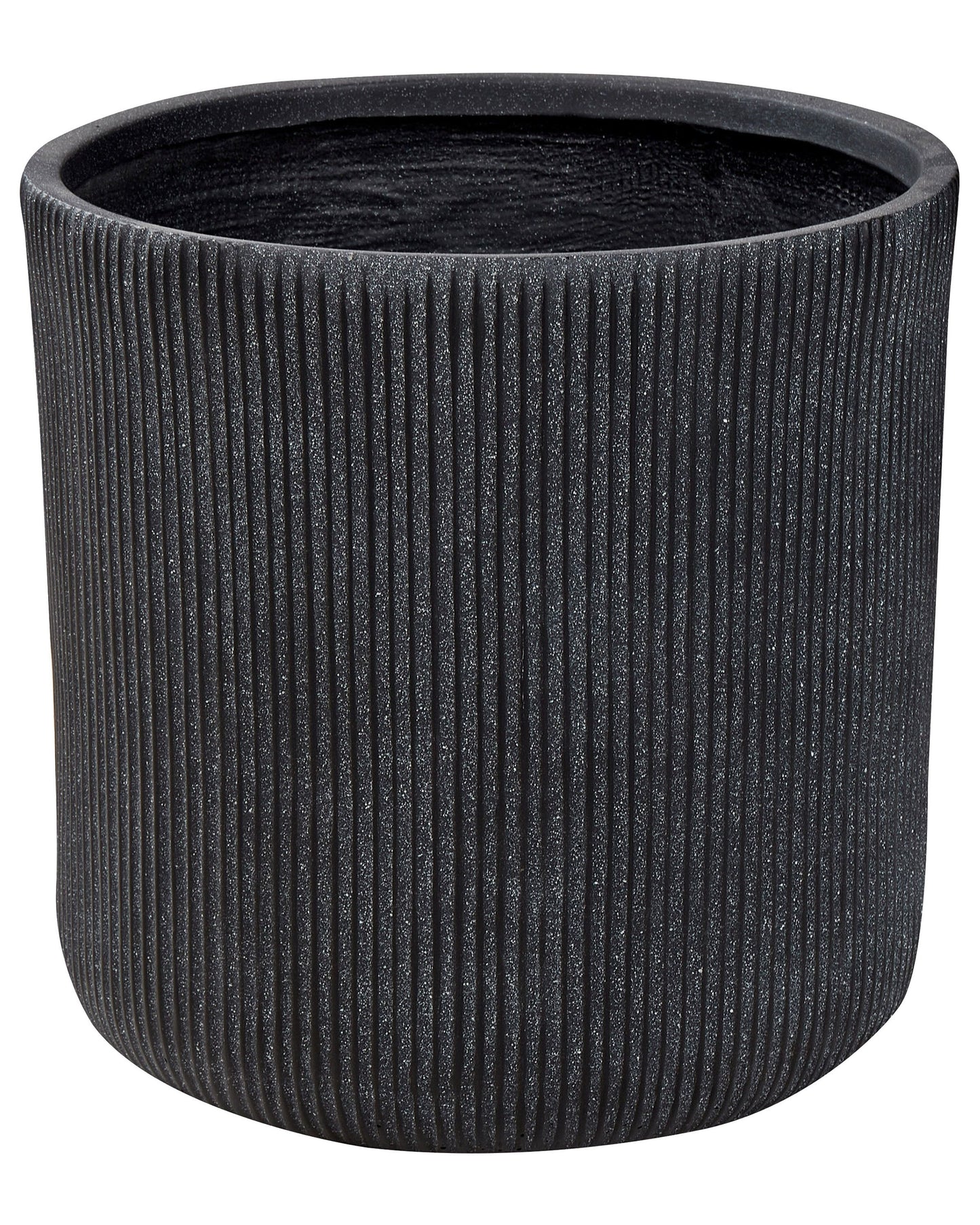 Graphite Grey Clay Fibre Plant Pot 45 x 45 x 45cm UV Resistant Ribbed Planter