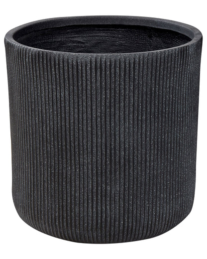 Graphite Grey Clay Fibre Plant Pot 45 x 45 x 45cm UV Resistant Ribbed Planter