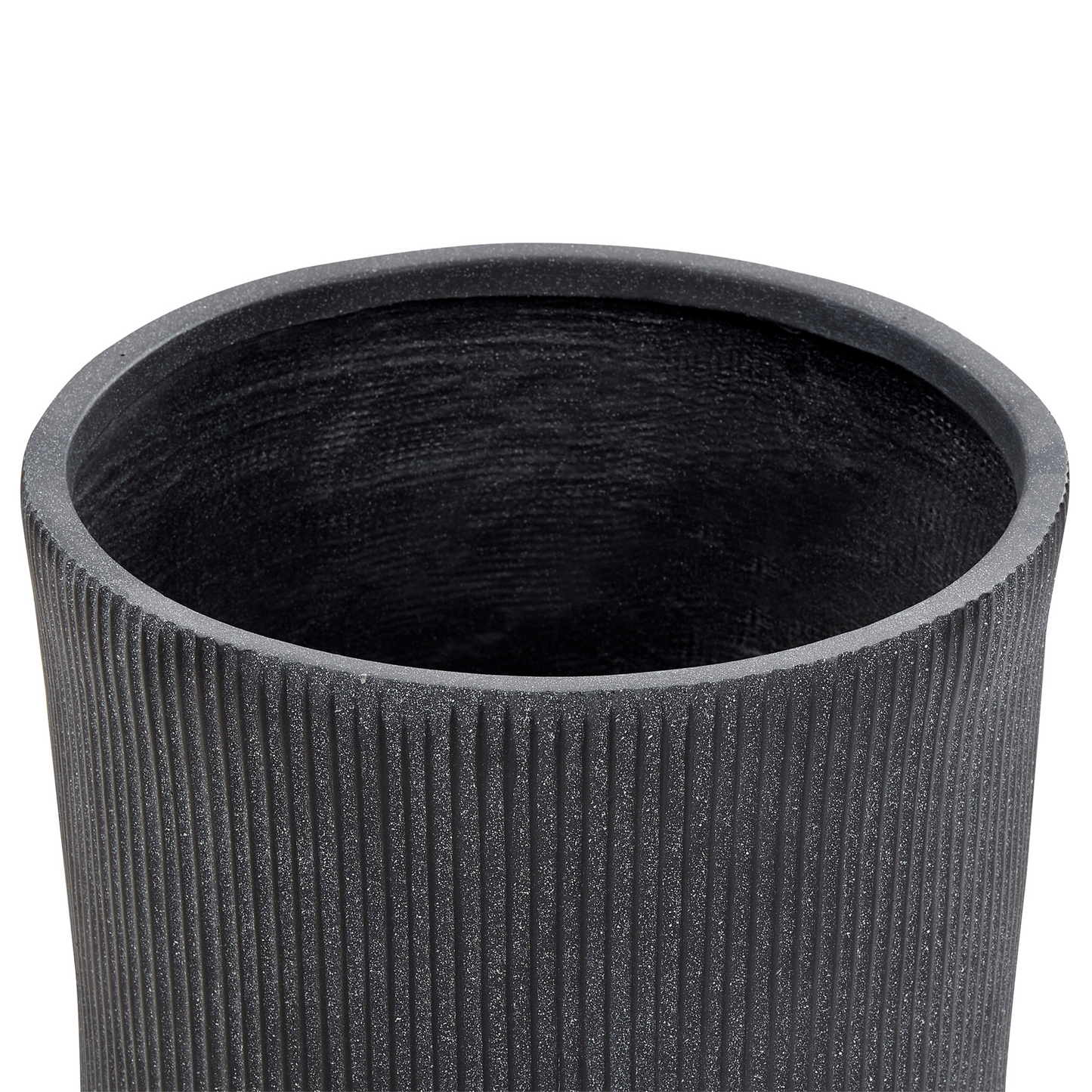 Graphite Grey Clay Fibre Plant Pot 45 x 45 x 45cm UV Resistant Ribbed Planter