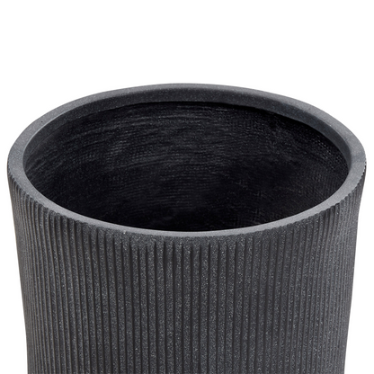 Graphite Grey Clay Fibre Plant Pot 45 x 45 x 45cm UV Resistant Ribbed Planter