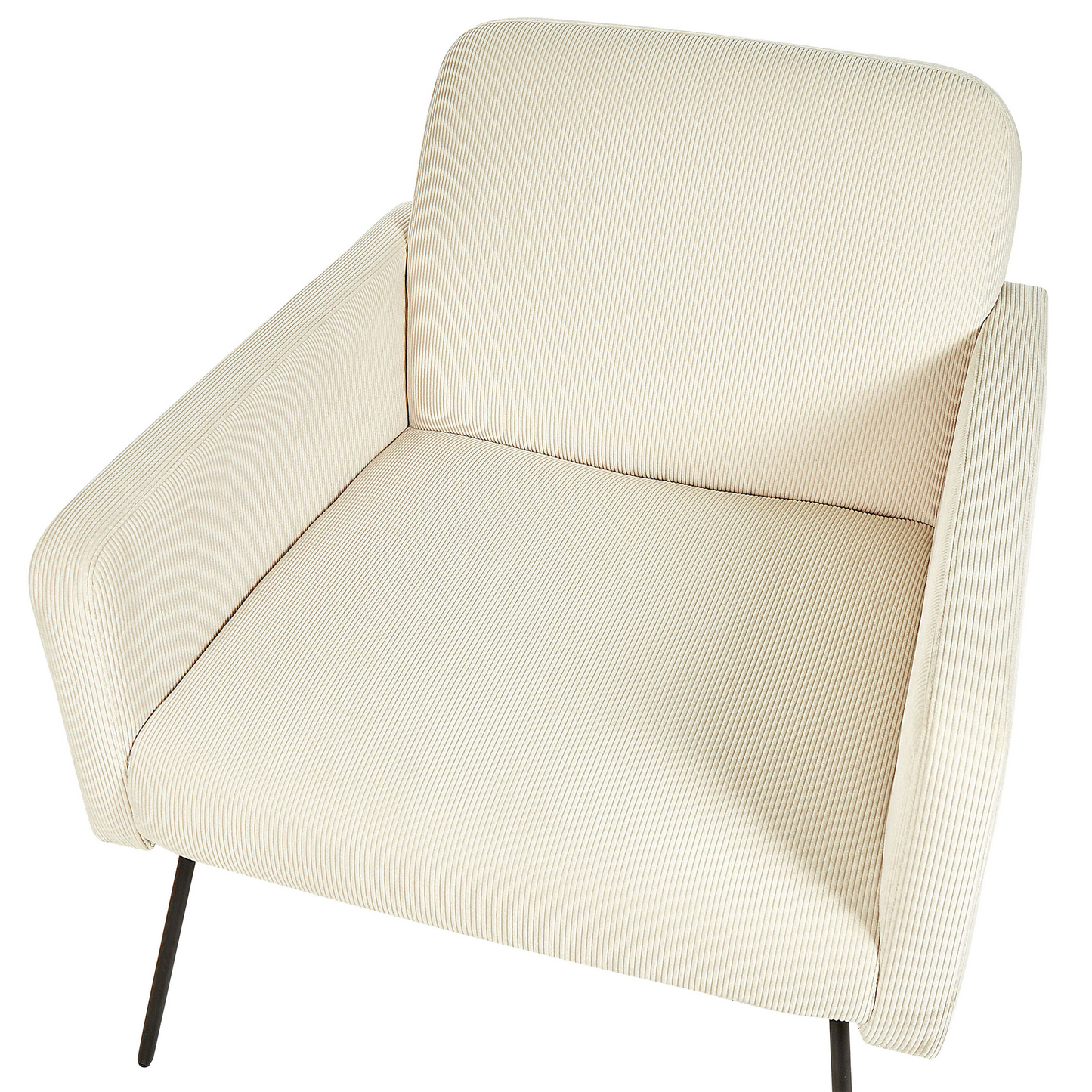 Belmont Armchair Corduroy Beige with Slender Black Metal Legs