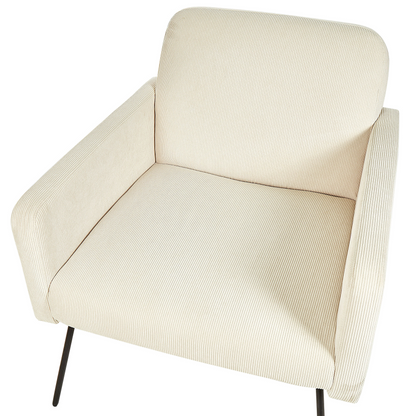 Belmont Armchair Corduroy Beige with Slender Black Metal Legs