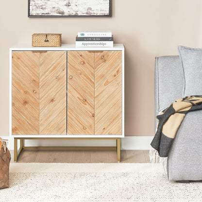 BrandName Scandinavian Sideboard White And Light Wood 2 Door
