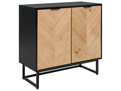 Nordic Living Sideboard Black And Light Wood 2 Door Shelves