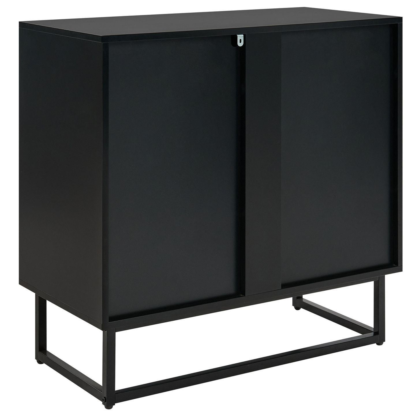 Nordic Living Sideboard Black And Light Wood 2 Door Shelves