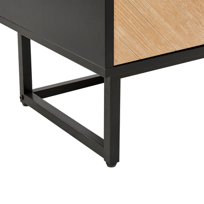Nordic Living Sideboard Black And Light Wood 2 Door Shelves