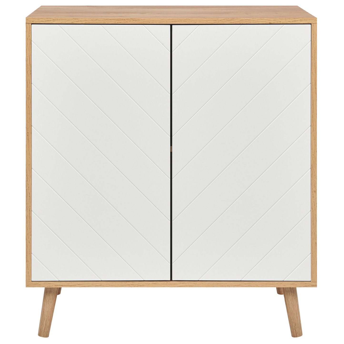 NordicNest Scandinavian Sideboard White And Light Wood Shelves