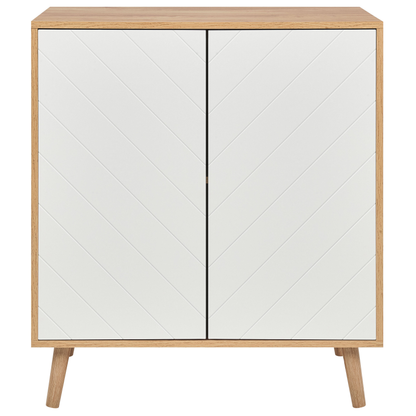 NordicNest Scandinavian Sideboard White And Light Wood Shelves
