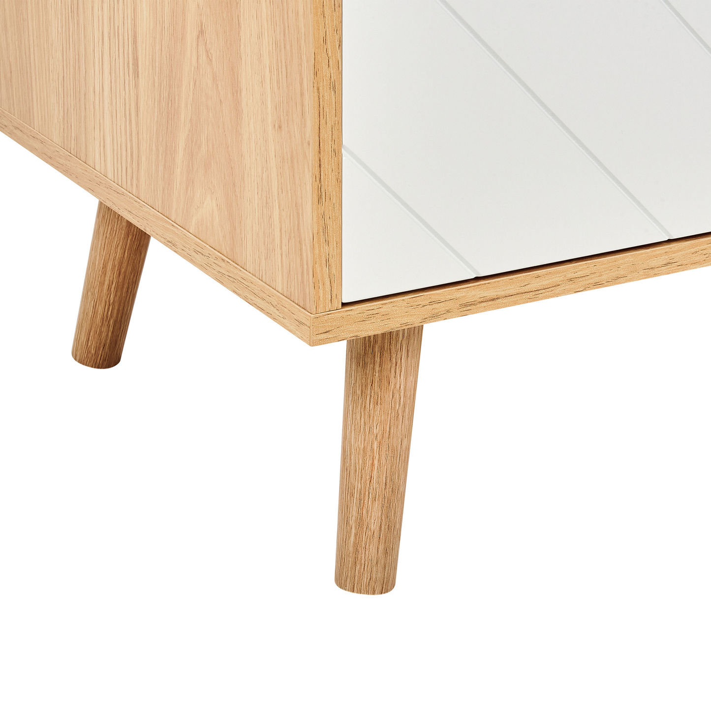 NordicNest Scandinavian Sideboard White And Light Wood Shelves