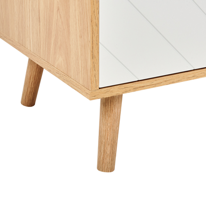 NordicNest Scandinavian Sideboard White And Light Wood Shelves