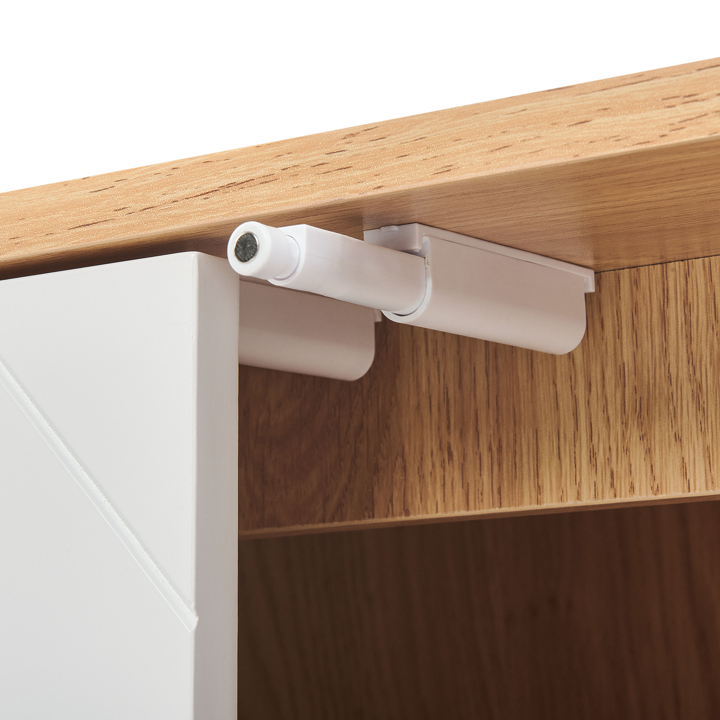 NordicNest Scandinavian Sideboard White And Light Wood Shelves