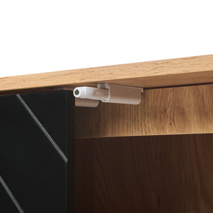 Nordic Living Sideboard Black and Light Wood 2 Door Shelves