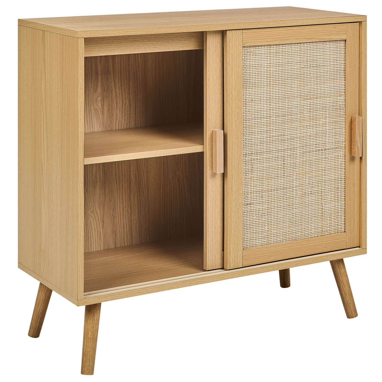 Light Brown Rattan Sideboard Two Door Storage Cabinet