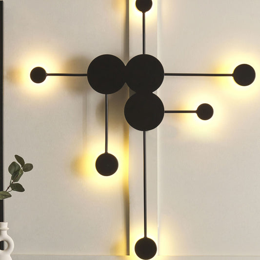 Wall Lamp Black Powder Coated Metal Six Point Lighting Modern Contemporary Design