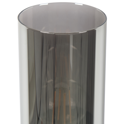 Wall Lamp Grey Black Iron Base Smoked Glass Shade Single Light