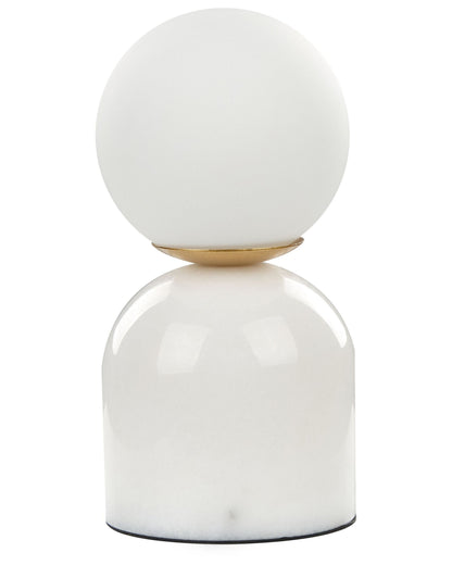 Luxor Table Lamp White Glass Round Shade Marble Base Nightstand Modern Home Lighting