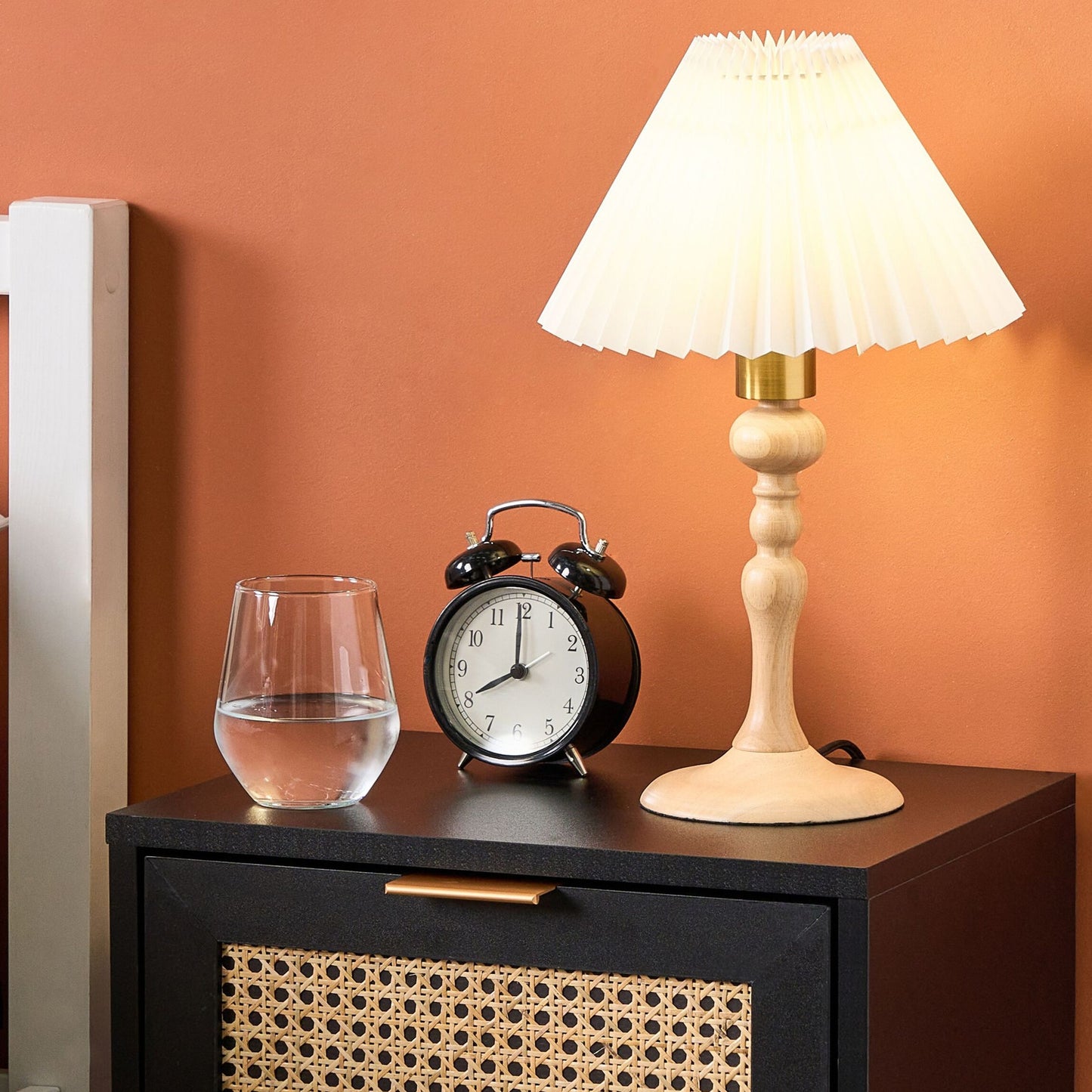 Table Lamp White Shade 38cm Bedside Retro Elegant