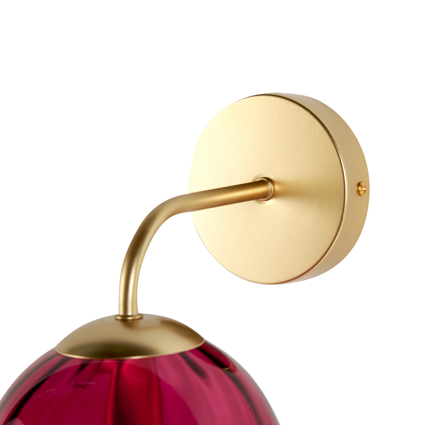 Art Deco Wall Lamp Gold Finish Burgundy Glass Globe 28cm