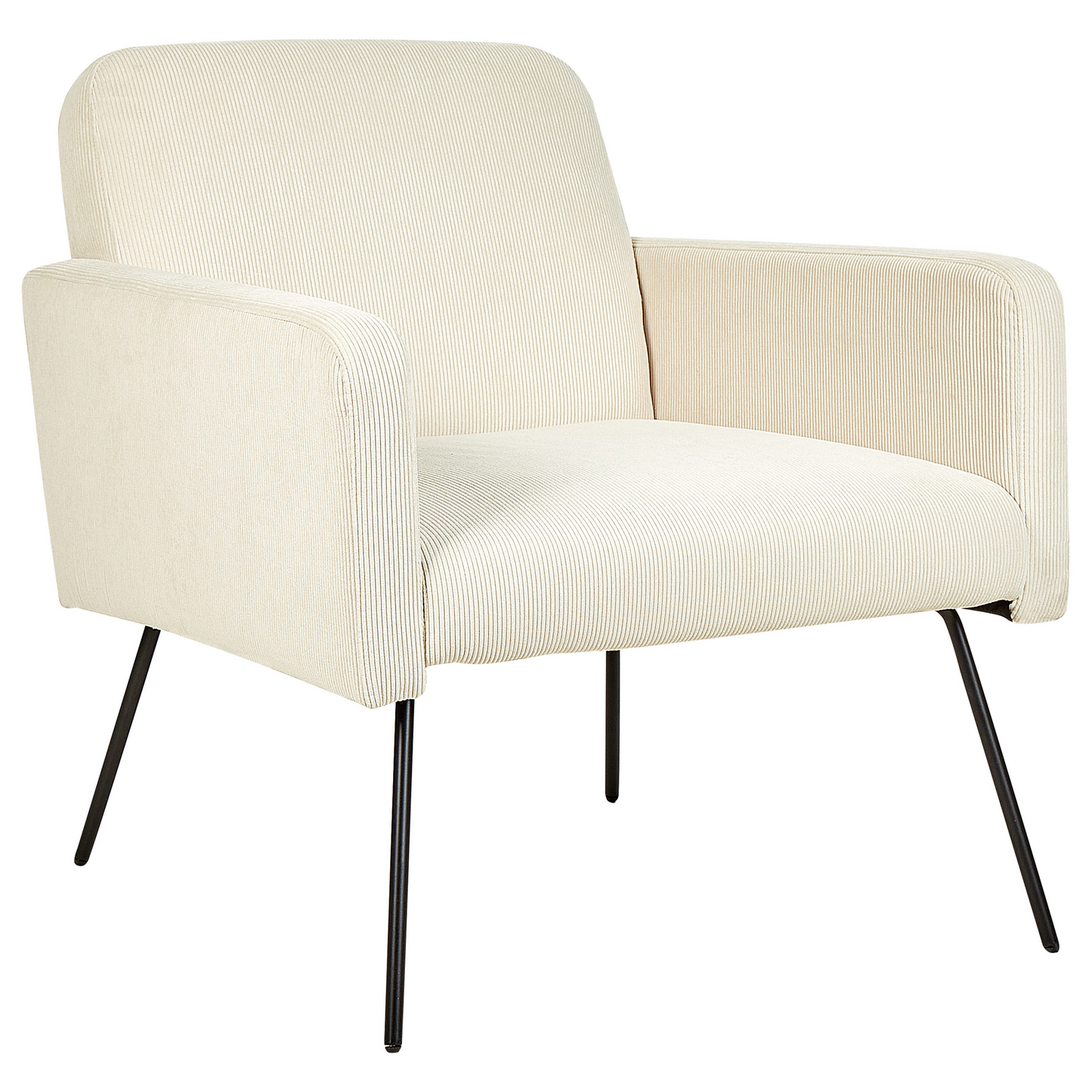Belmont Armchair Corduroy Beige with Slender Black Metal Legs