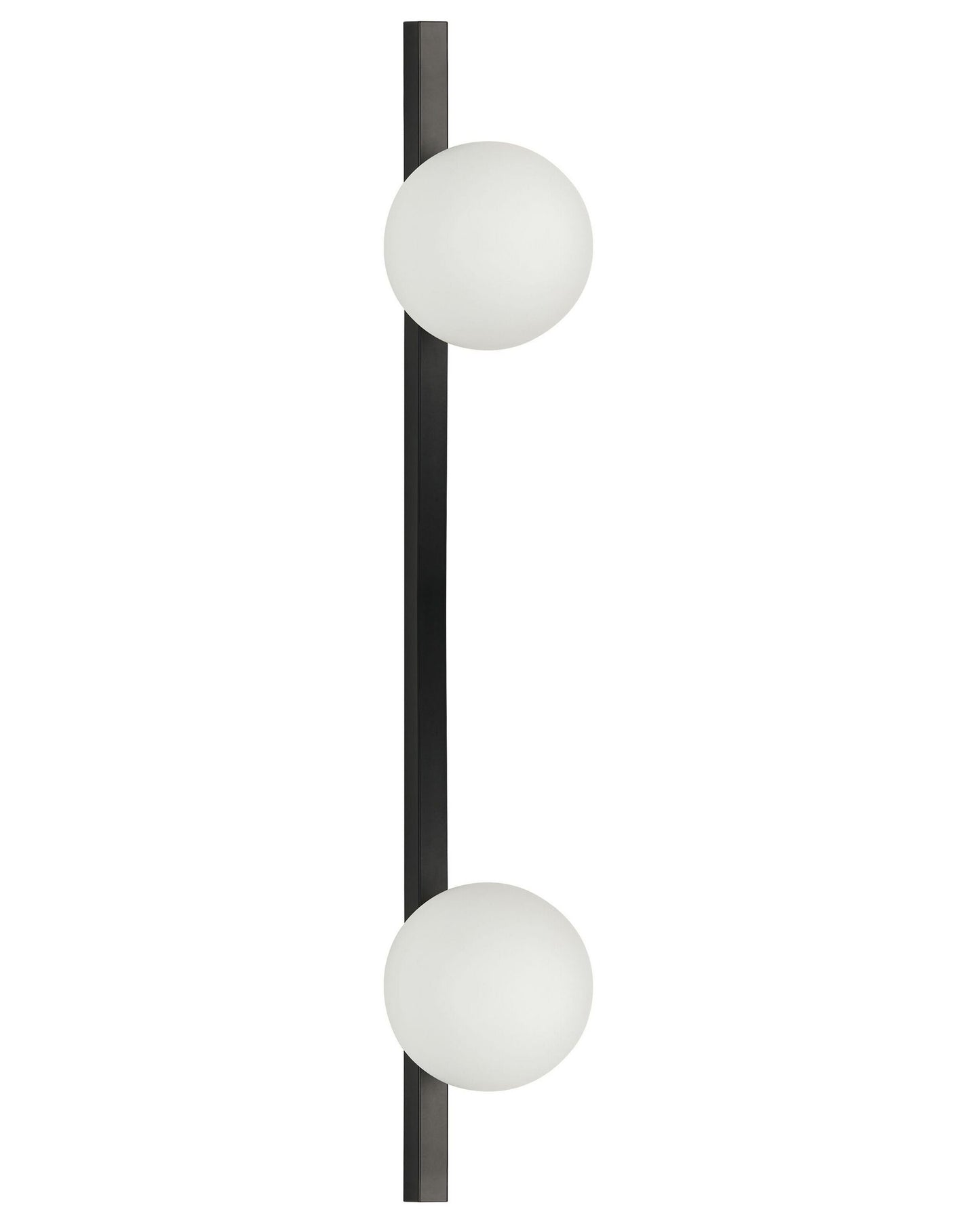 Wall Lamp 2 Lights Black White Glass Globe Shade 85cm