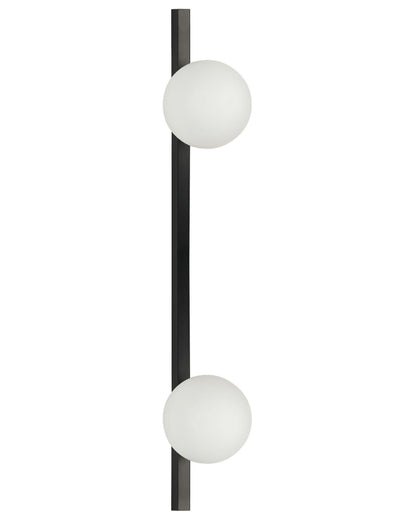 Wall Lamp 2 Lights Black White Glass Globe Shade 85cm