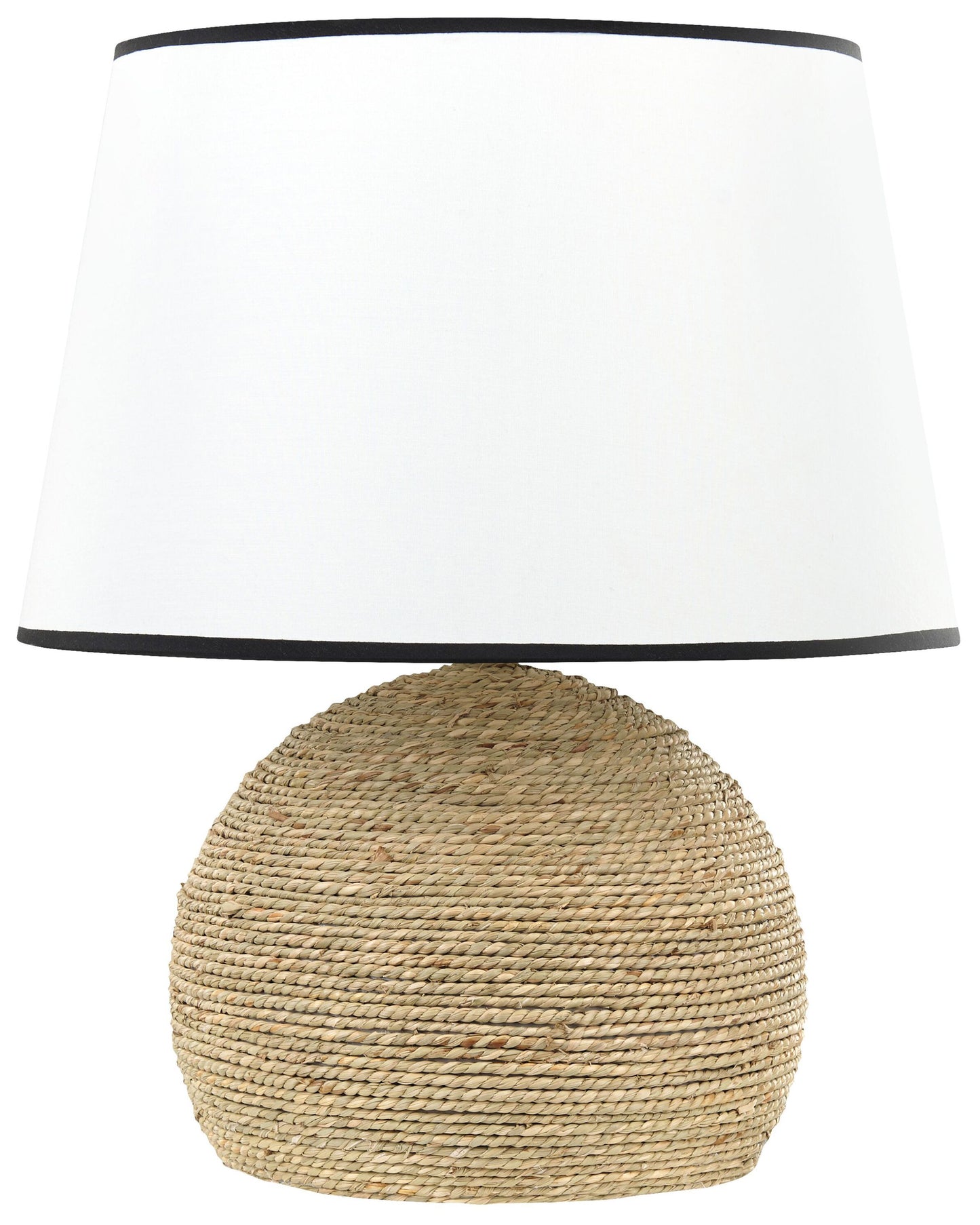 Table Lamp With Braided Natural Rope Base And White Shade