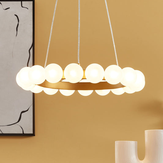 Pendant Lamp Gold Iron Glass Shade 18 Light Modern Glamour Living Room Dining