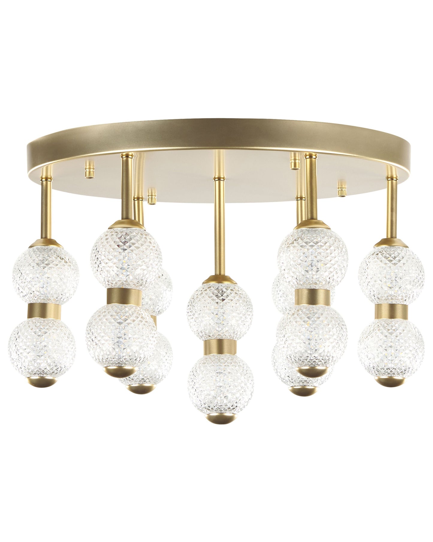 Lighting Pendant Lamp Gold Metal Glass Shade LED Round