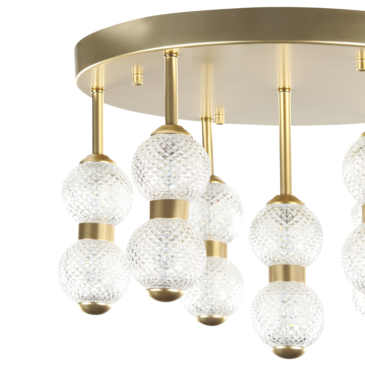Lighting Pendant Lamp Gold Metal Glass Shade LED Round