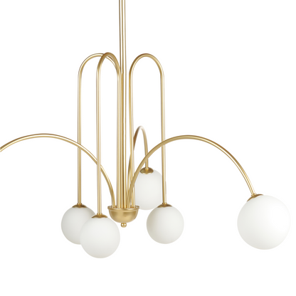 Gold Glass Shade Pendant Chandelier Lamp Modern Glamour