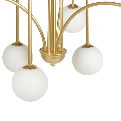 Gold Glass Shade Pendant Chandelier Lamp Modern Glamour