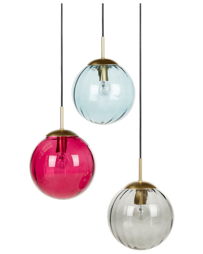 Pendant Lamp Multicolour Glass Iron Three-Light