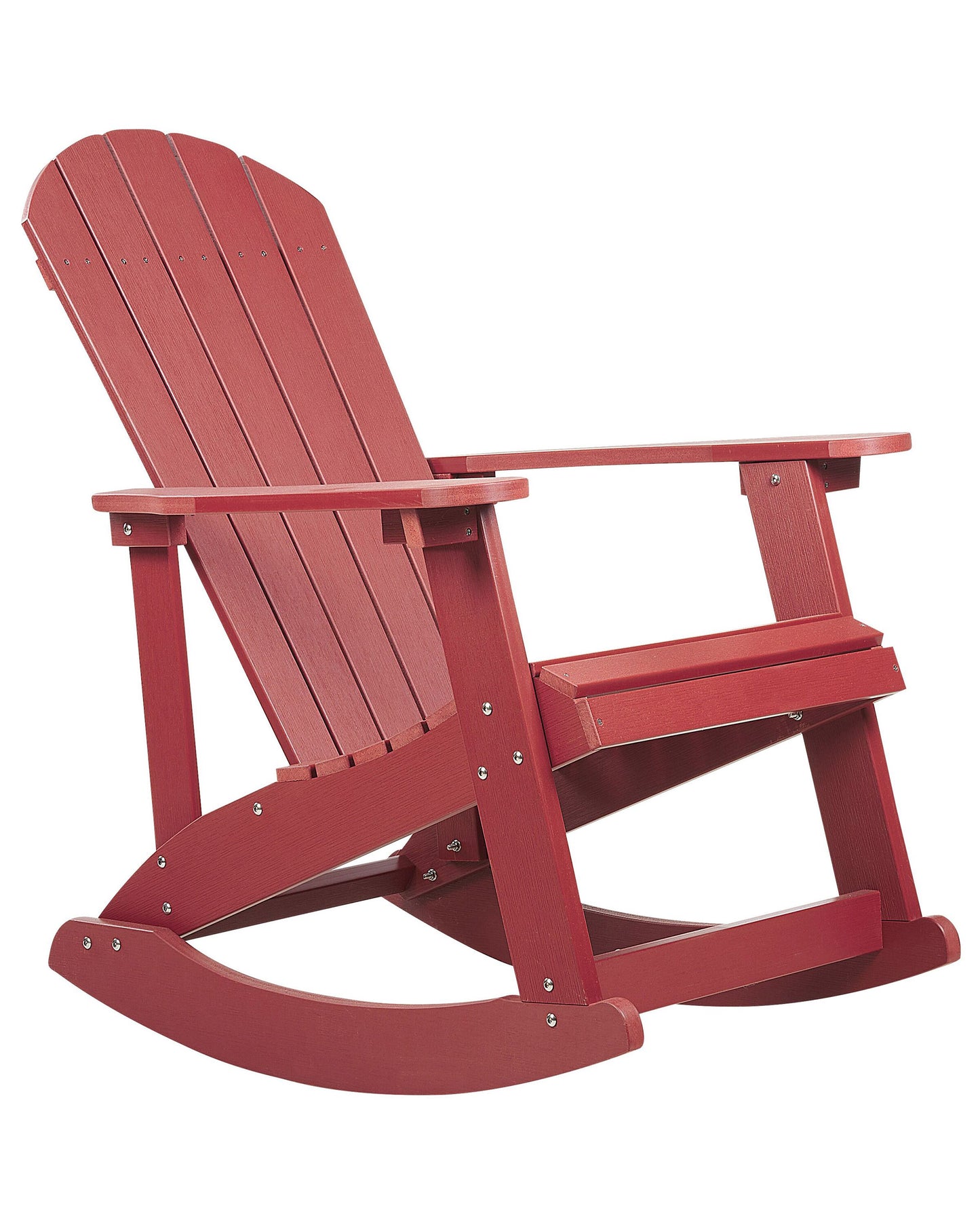 Garden Rocking Chair Red Plastic Wood Slatted Classic Design