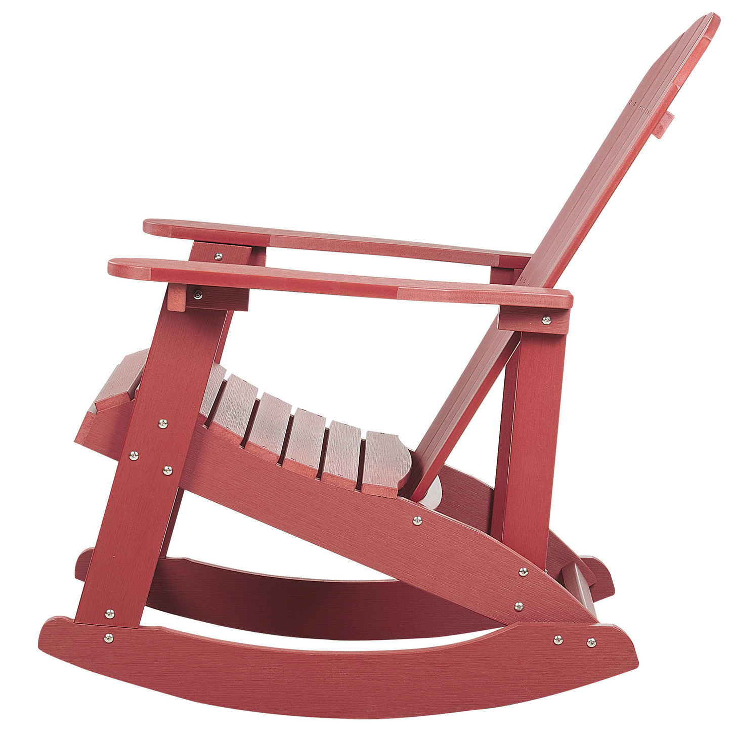 Garden Rocking Chair Red Plastic Wood Slatted Classic Design