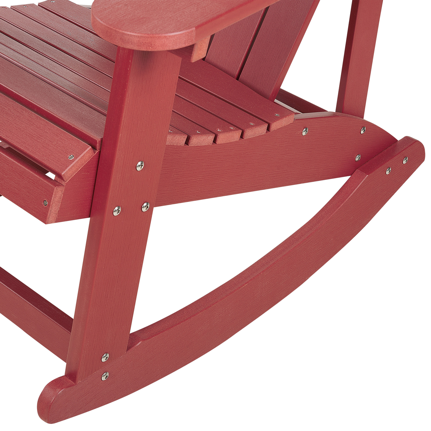 Garden Rocking Chair Red Plastic Wood Slatted Classic Design