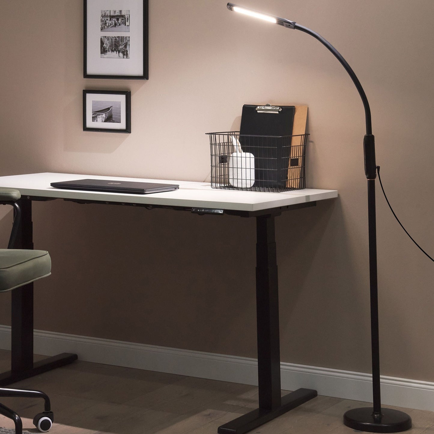 3 In 1 Floor LED Lamp Black Metal With Touch Dimming And Modern Industrial Style