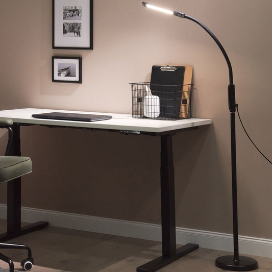 3 In 1 Floor LED Lamp Black Metal With Touch Dimming And Modern Industrial Style