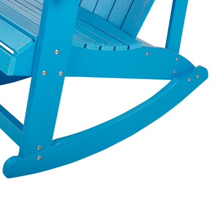 Garden Rocking Chair Blue Faux Wood Slatted Outdoor