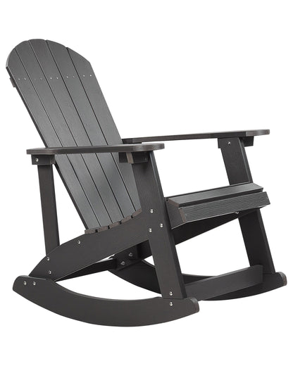 Garden Rocking Chair Dark Grey Plastic Wood Slatted