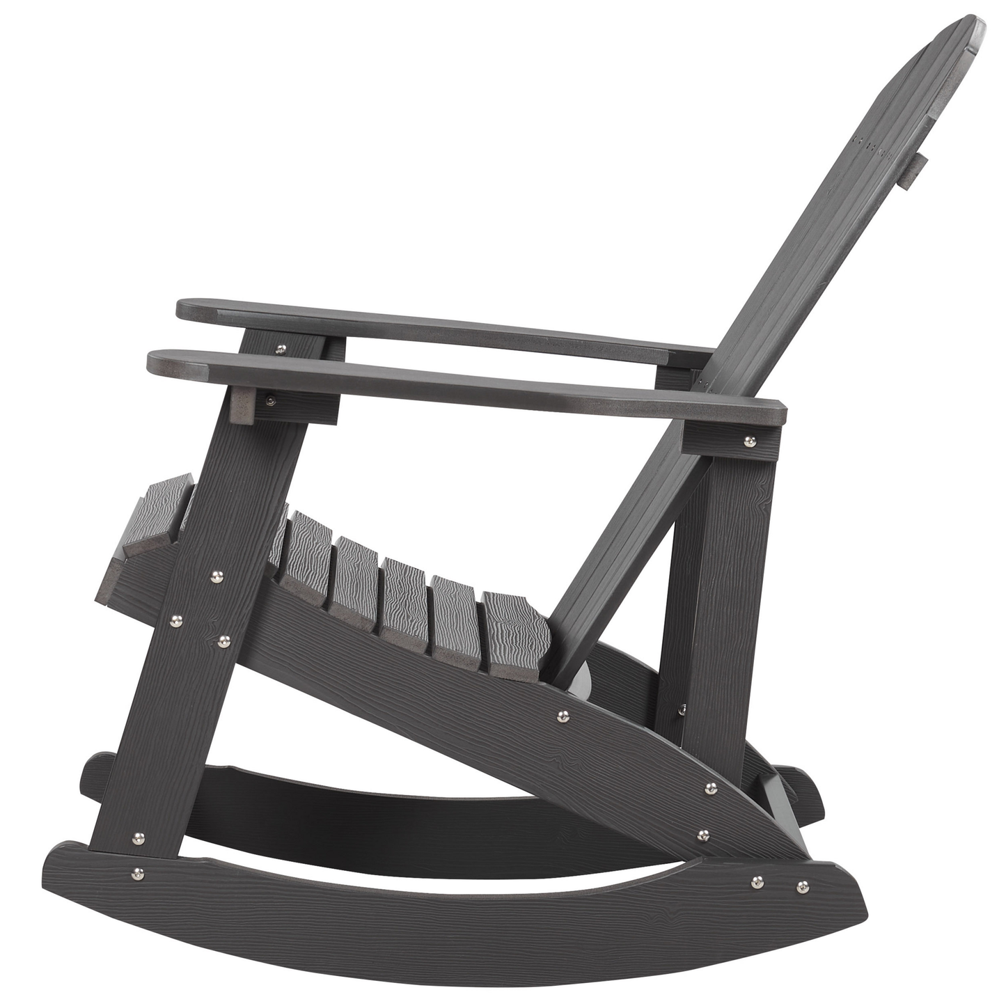 Garden Rocking Chair Dark Grey Plastic Wood Slatted