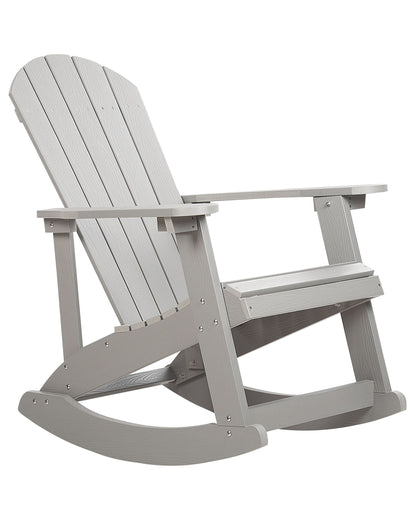 Garden Rocking Chair Light Grey Faux Wood Slatted Outdoor
