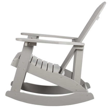 Garden Rocking Chair Light Grey Faux Wood Slatted Outdoor